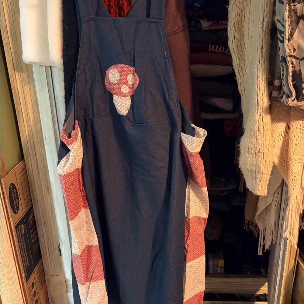 Handmade Blue Dress with Mushroom Design